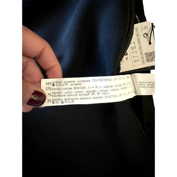 ZARA Black Skirt Peplum Hem Knee Length Zipper Closure Large NWT - Picture 4 of 11